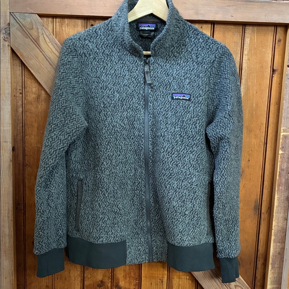 Patagonia Womens Textured Gray Zip-Up Jacket, M, Excellent Condition